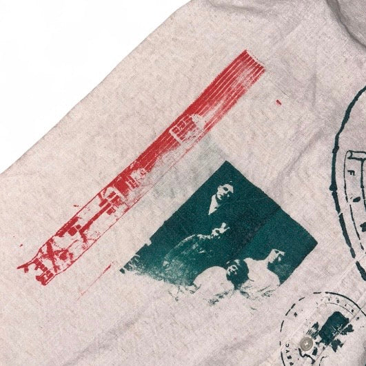 medium 1of1 linen prison shirt with my psychward band #18 out of 60