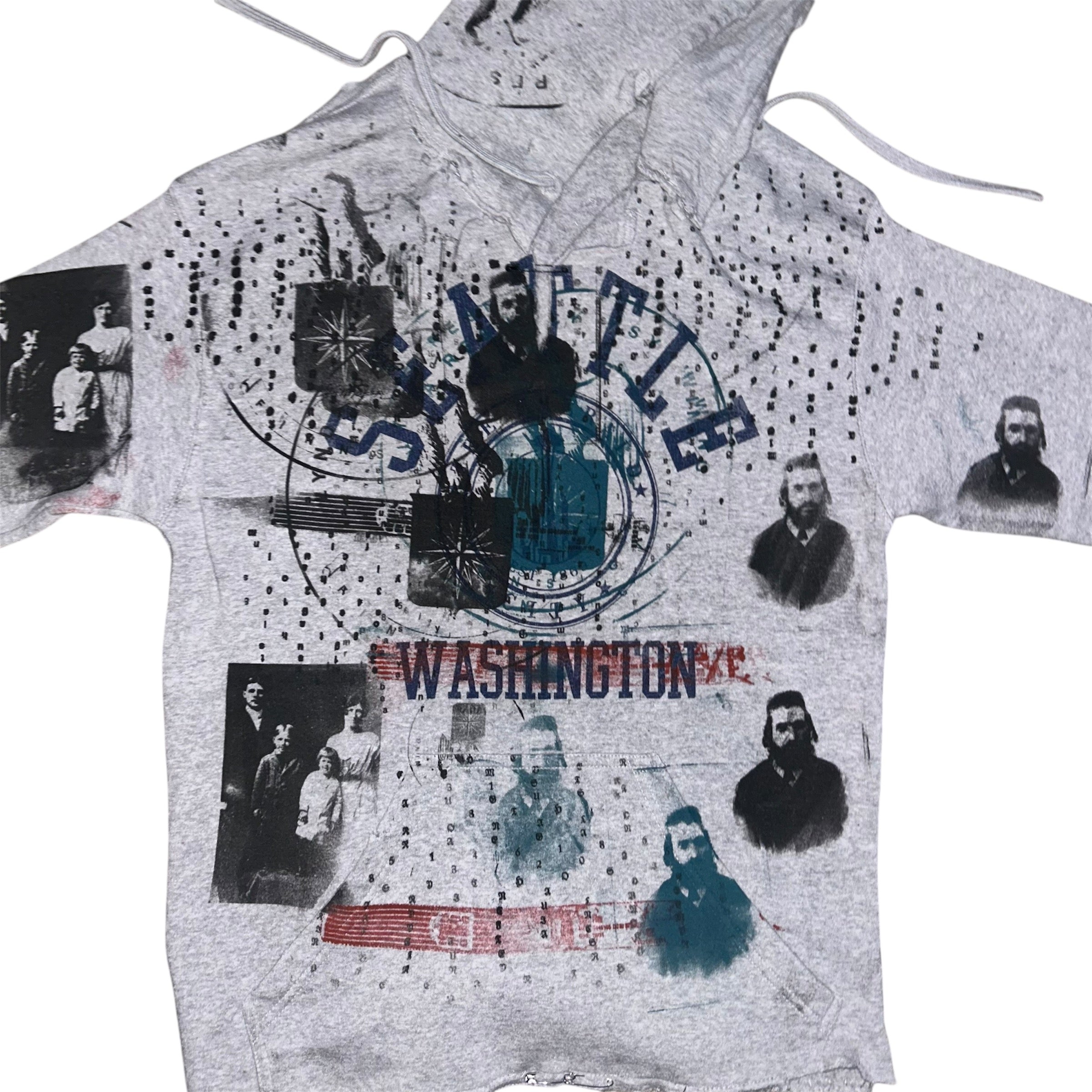 medium (front & back print) - cut & torn seattle psychward band hoodie #30/60