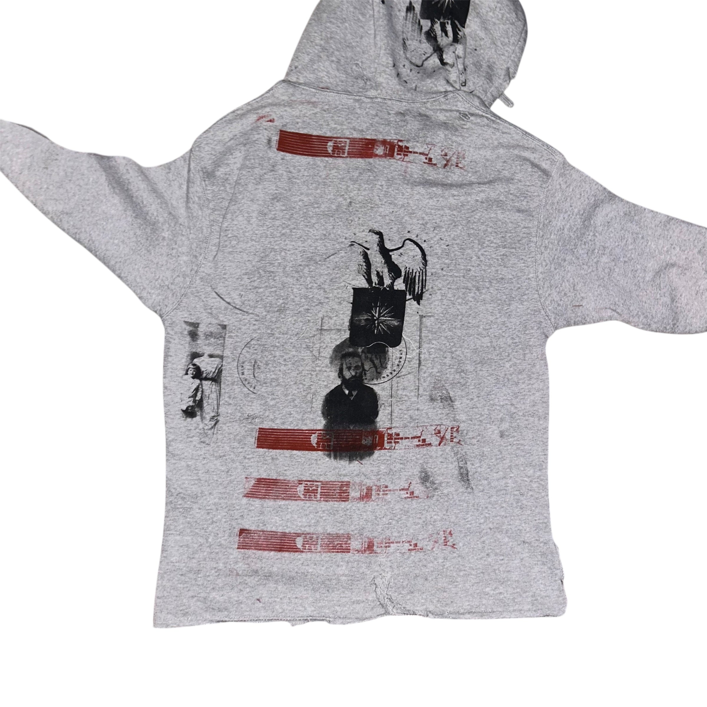 medium (front & back print) - cut & torn seattle psychward band hoodie #30/60