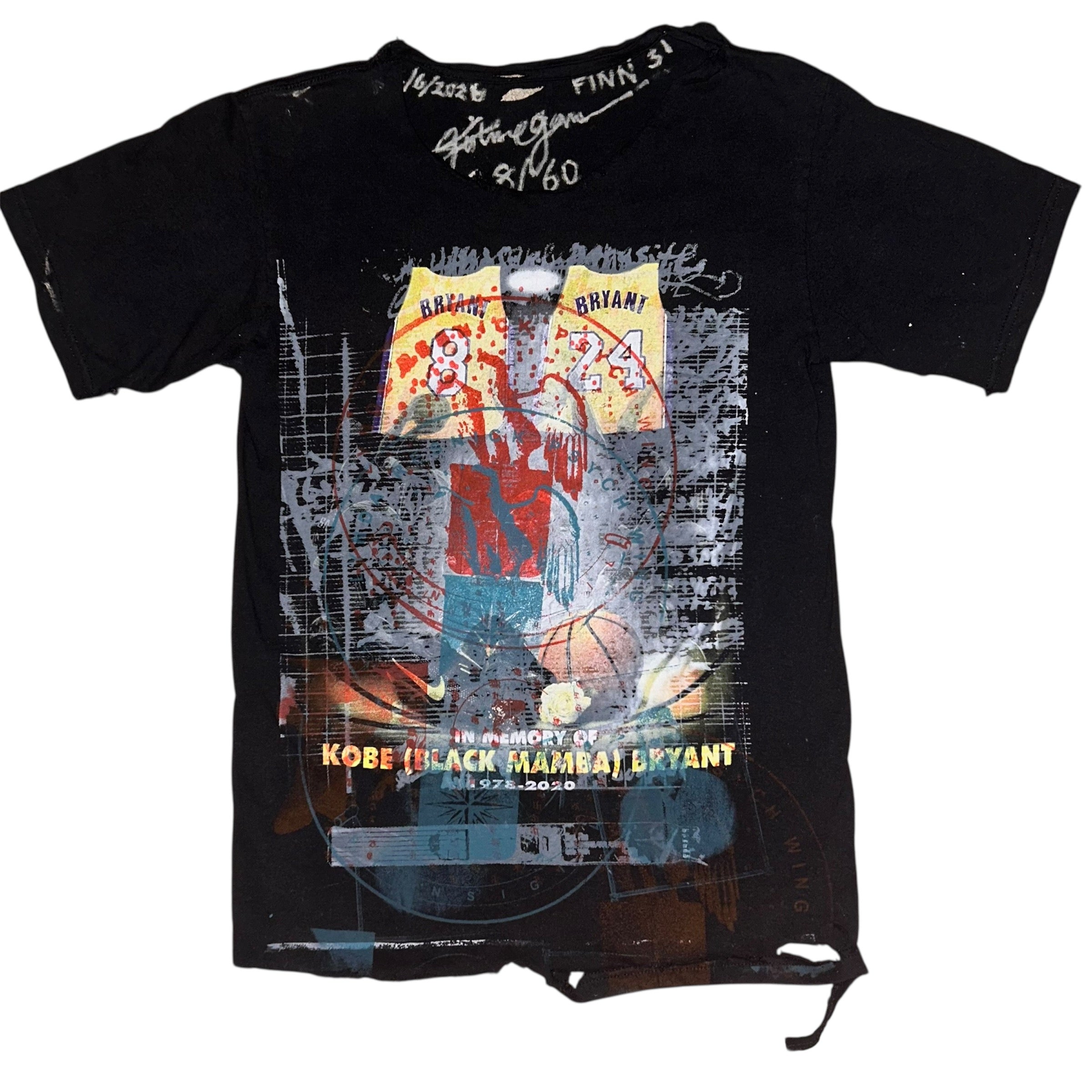 small - cut & aged, kobe bryant memorial lynda tee, front & back print #28/60