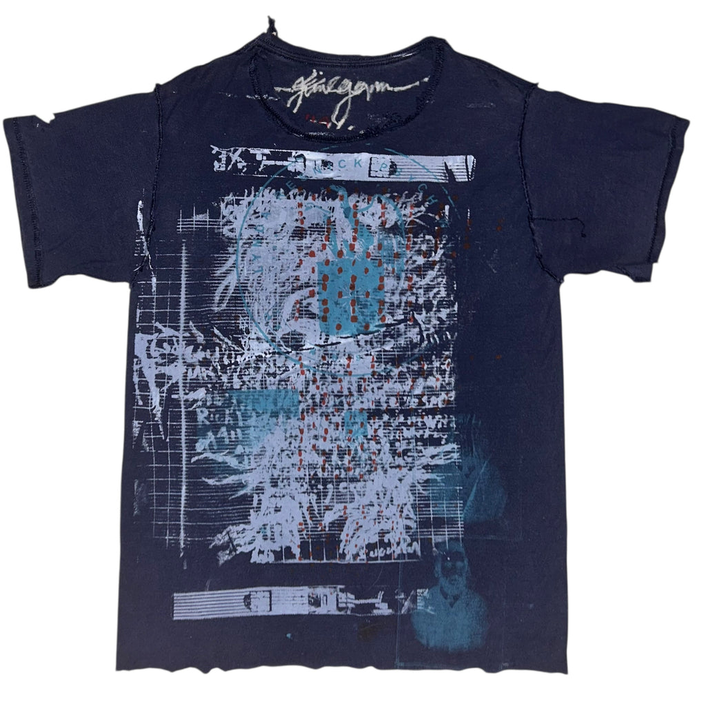 small - cut aged & distressed heavy print, hand drawn eagle, frnt & back print 1of1 tee #48/60