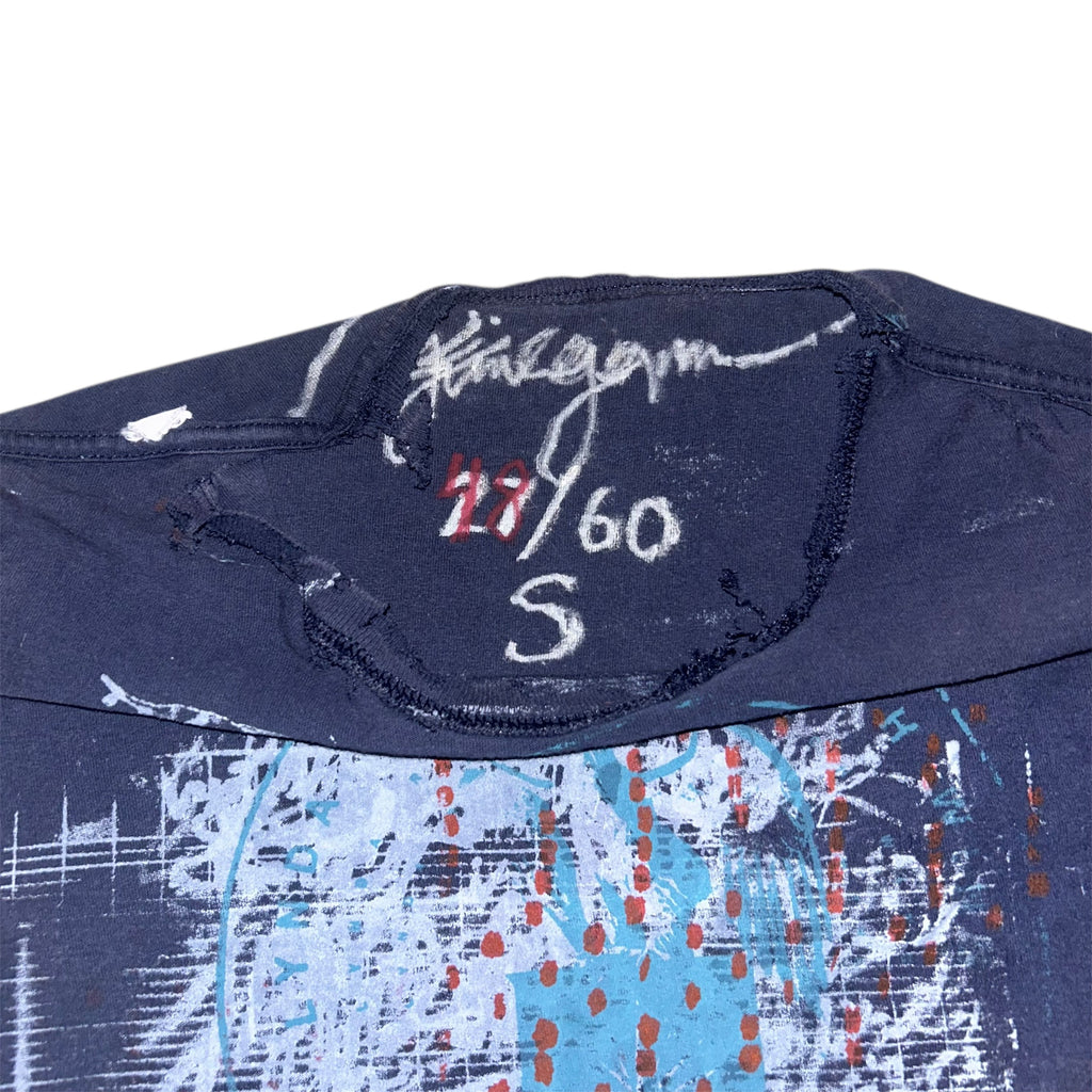 small - cut aged & distressed heavy print, hand drawn eagle, frnt & back print 1of1 tee #48/60