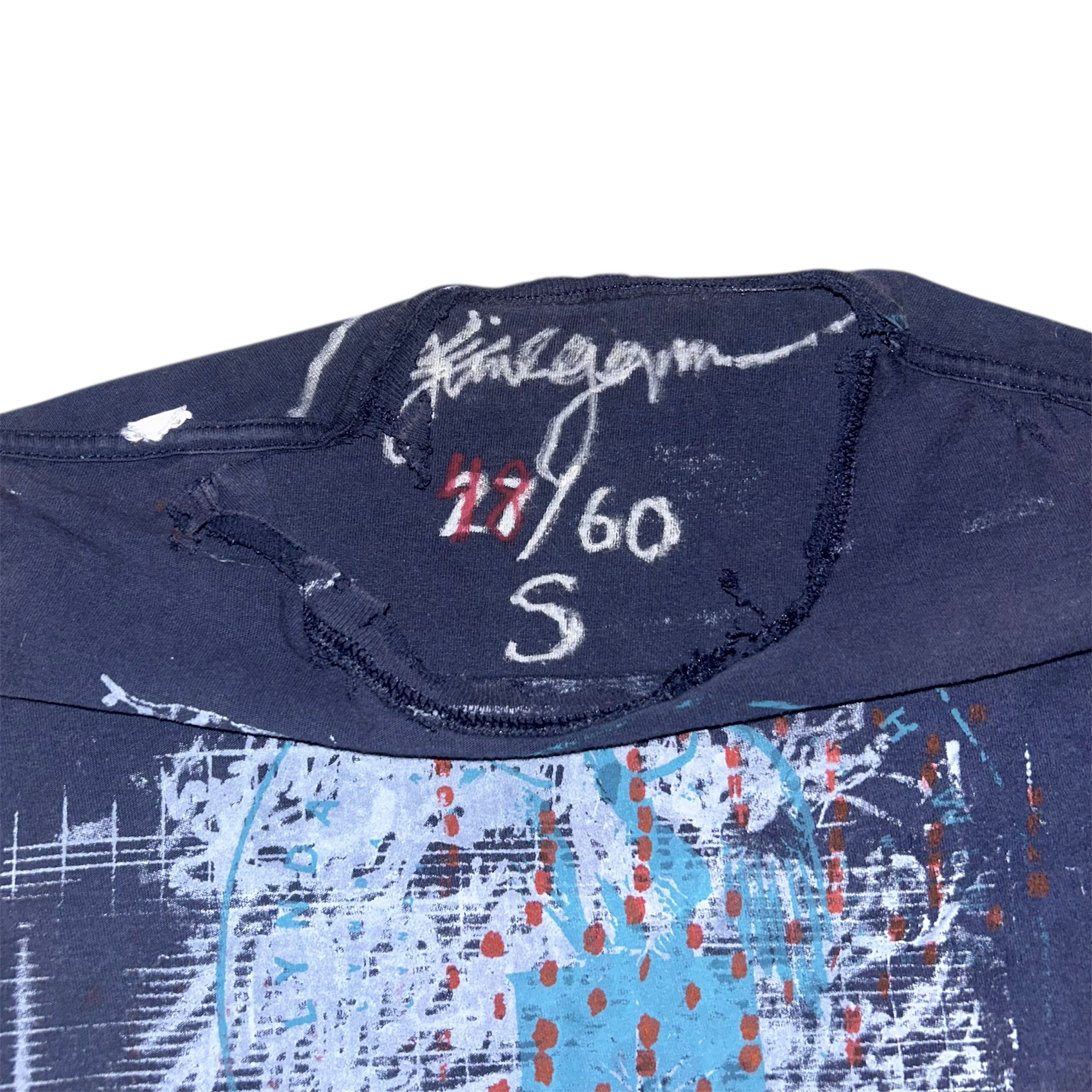 small - cut aged & distressed heavy print, hand drawn eagle, frnt & back print 1of1 tee #48/60
