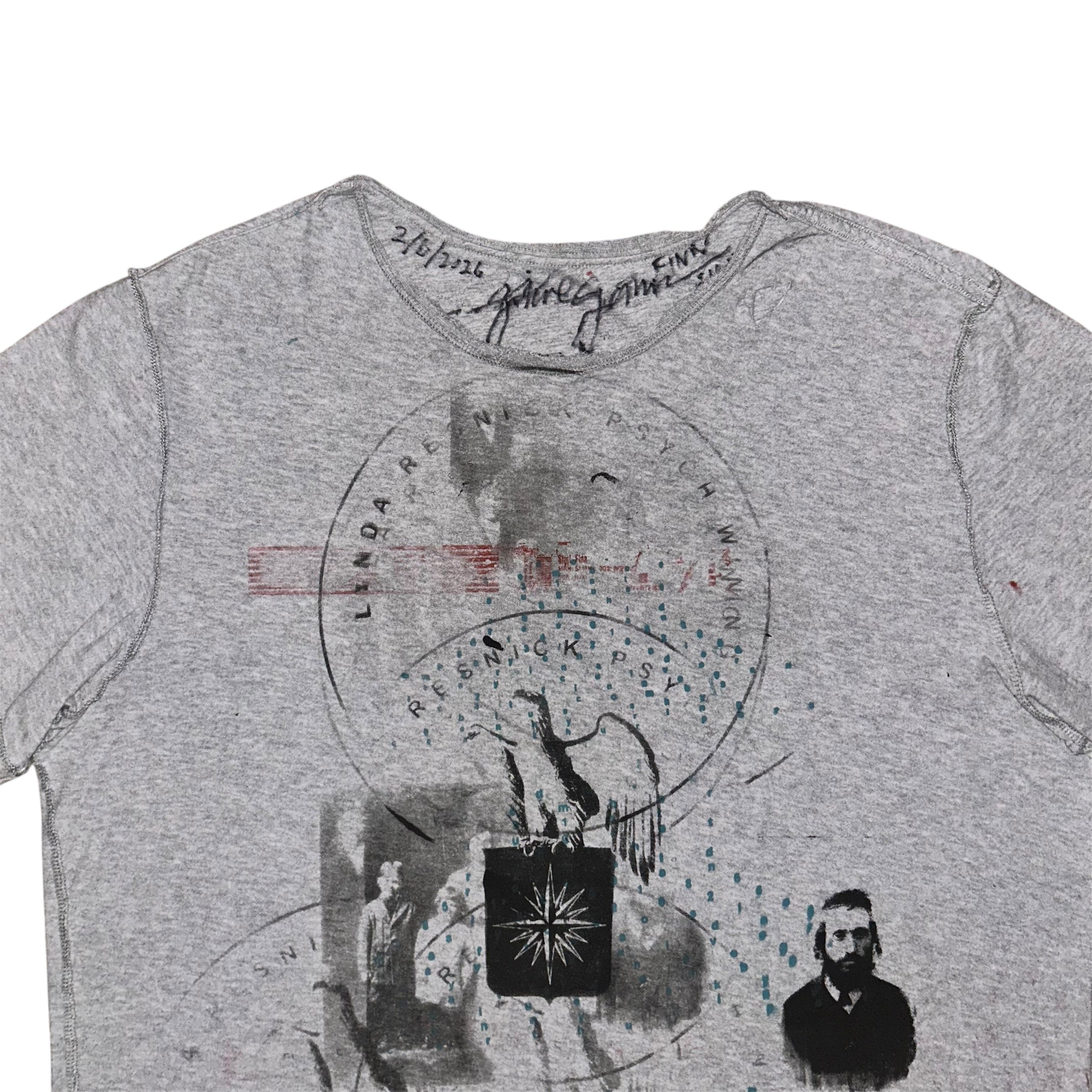 large - schiz front and back print, cut neckline and bottom 1of1 tee #51/60