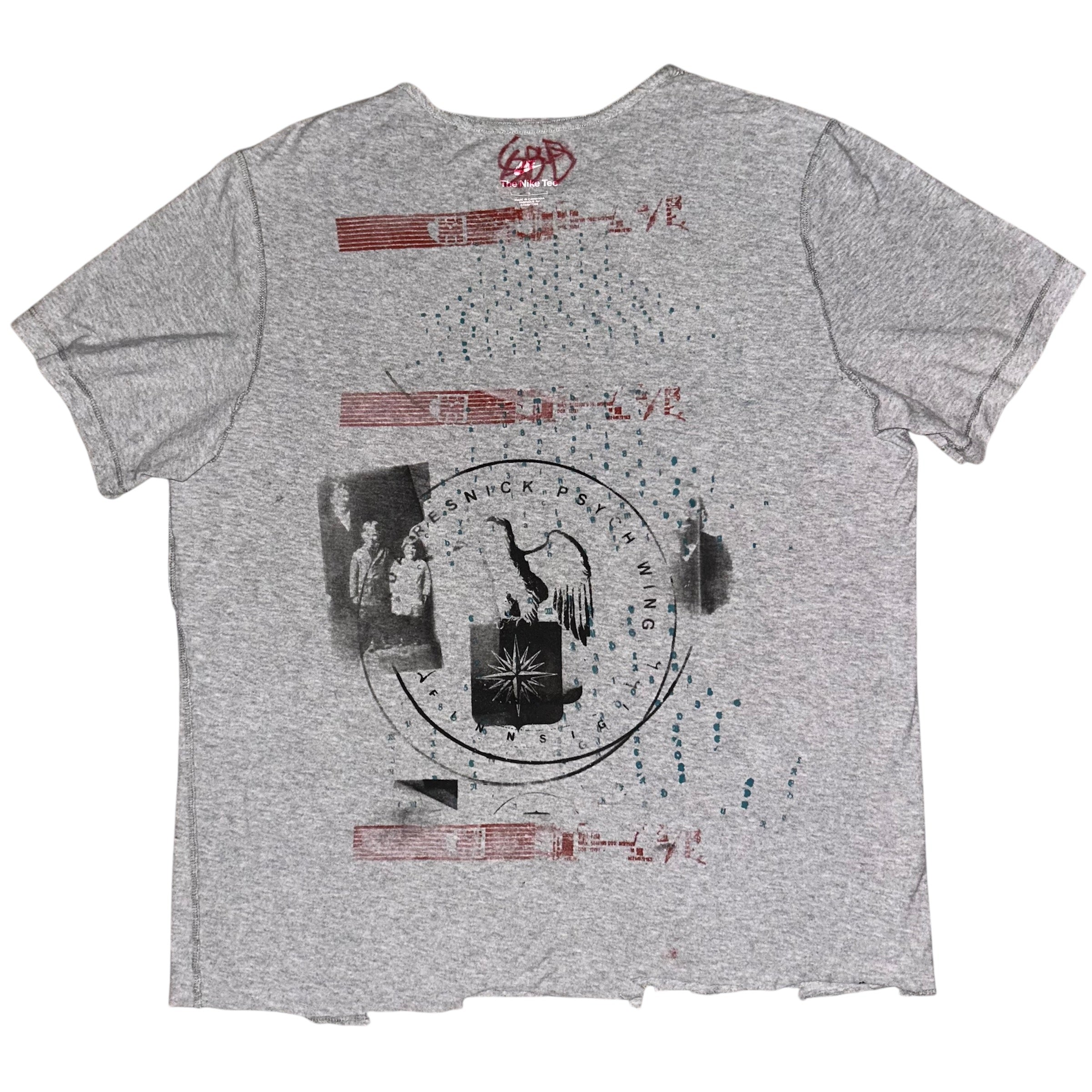 large - schiz front and back print, cut neckline and bottom 1of1 tee #51/60