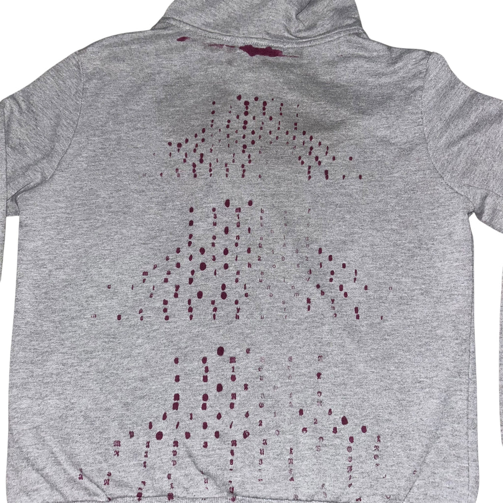 mens: small/ womens: large.  front & back print collage 1of1 zip hoodie #52/60