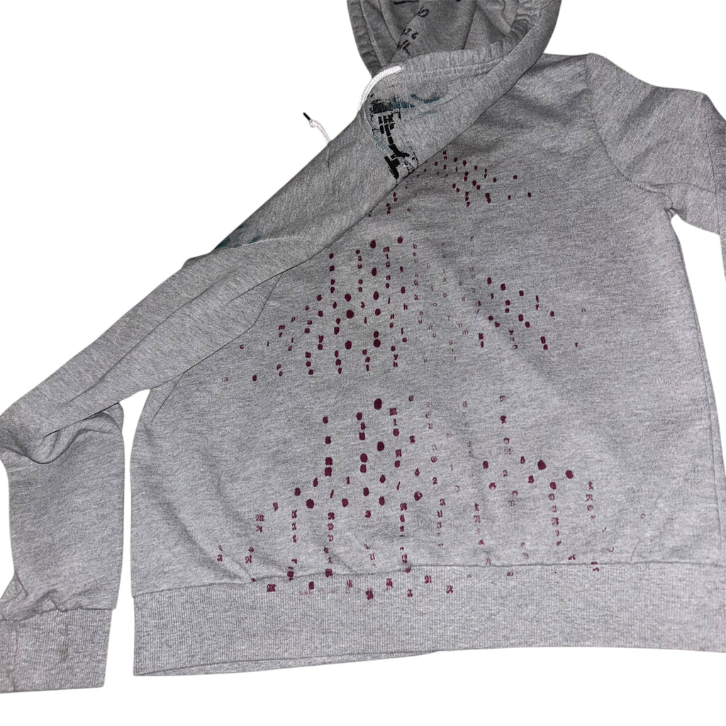 mens: small/ womens: large.  front & back print collage 1of1 zip hoodie #52/60