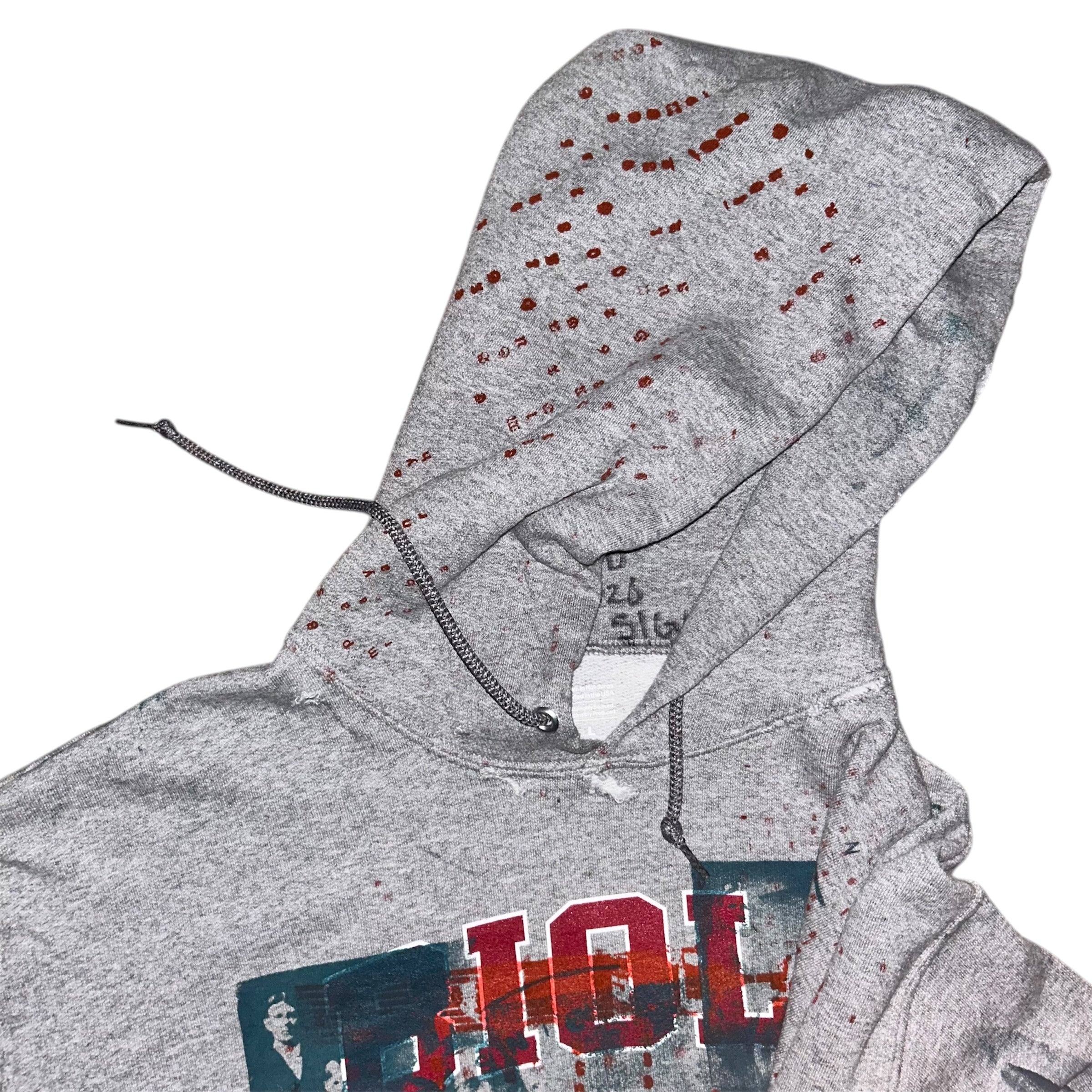 large - 1of1schizo print cut and aged lynda hoodie #37/60