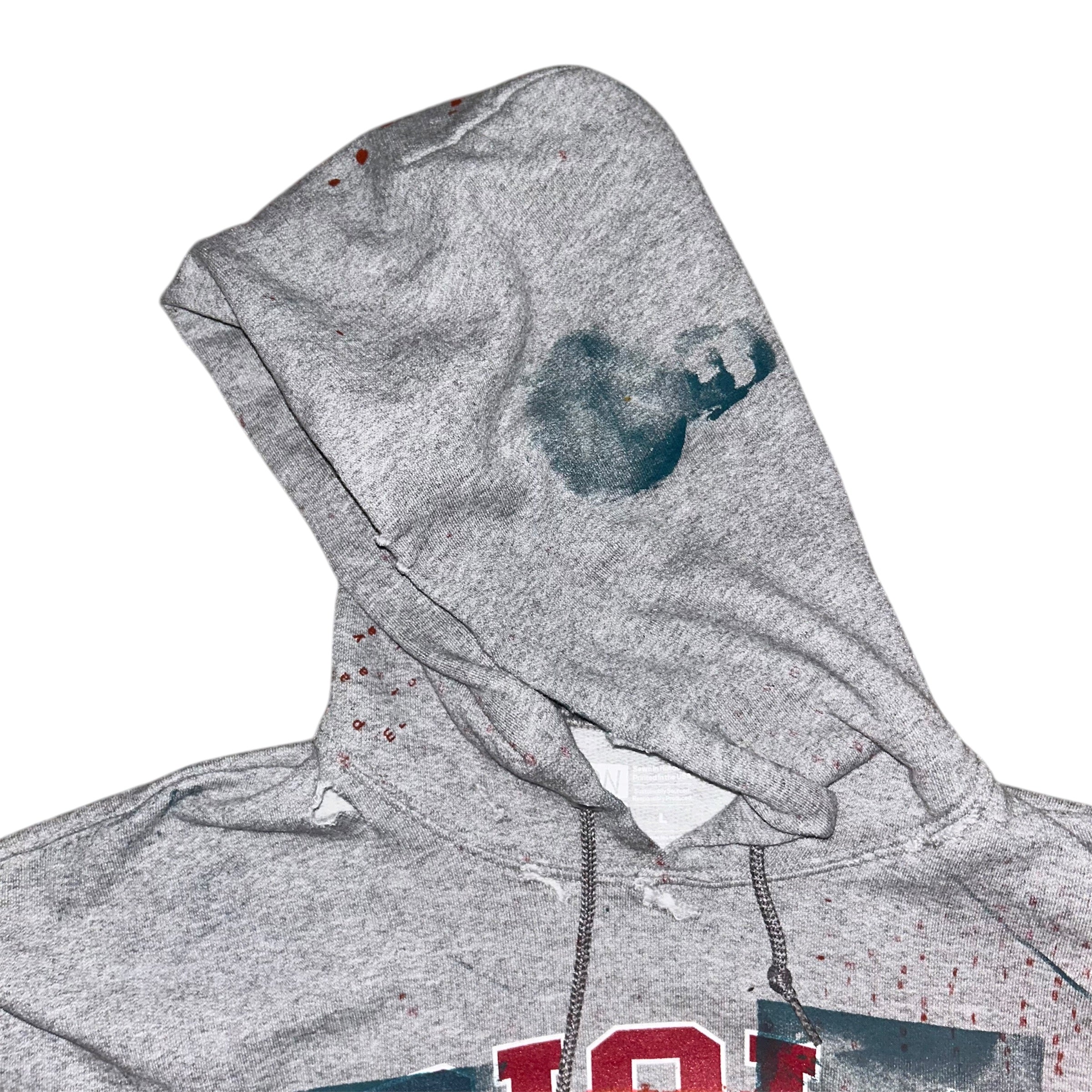 large - 1of1schizo print cut and aged lynda hoodie #37/60