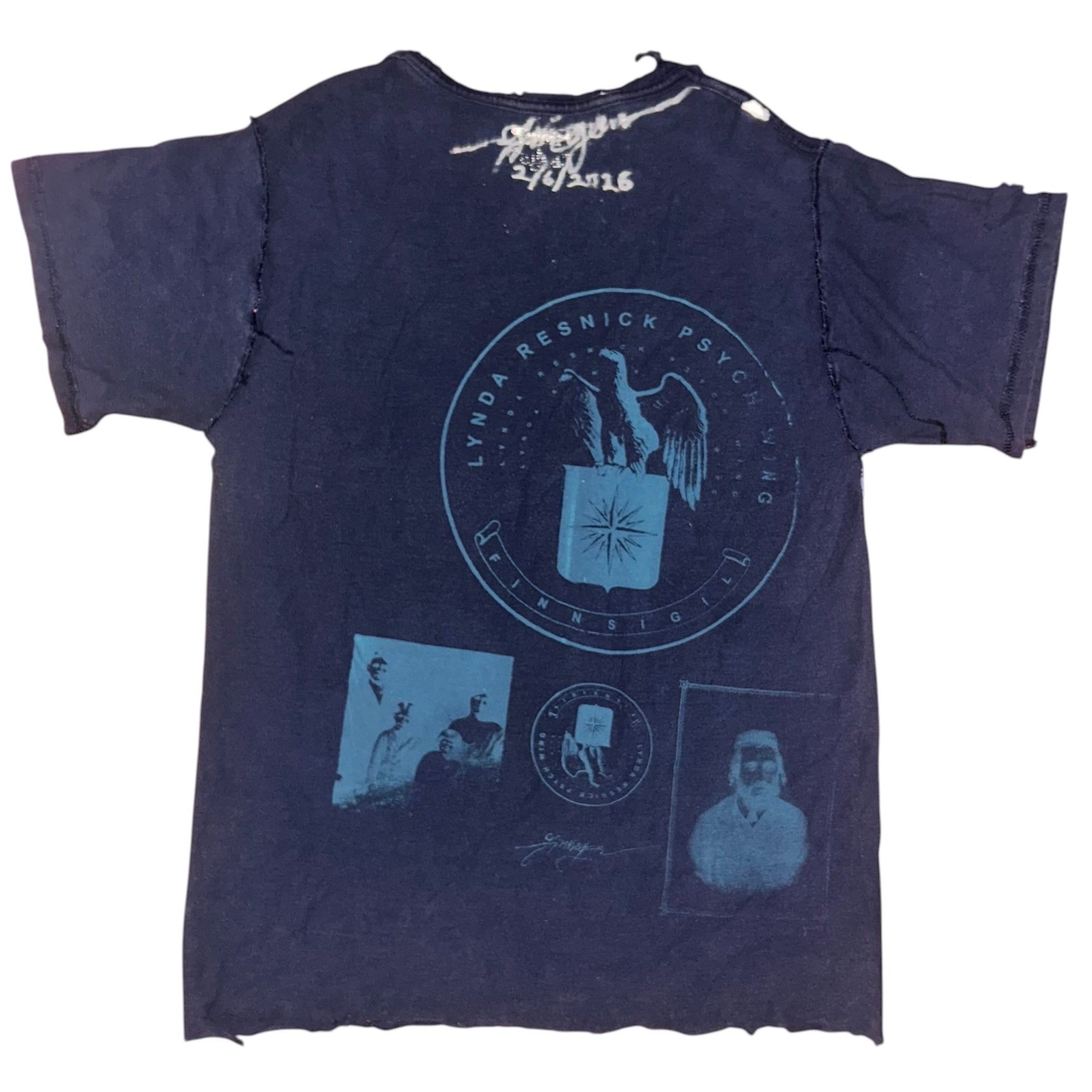 small - cut aged & distressed heavy print, hand drawn eagle, frnt & back print 1of1 tee #48/60