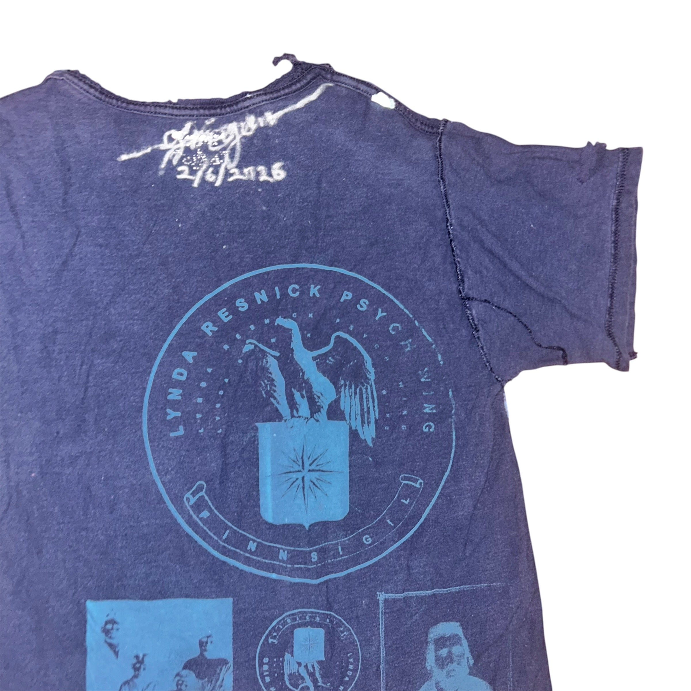 small - cut aged & distressed heavy print, hand drawn eagle, frnt & back print 1of1 tee #48/60
